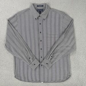 Paul Fredrick Luxury Cotton Cashmere Button Down Shirt Men Large Herringbone